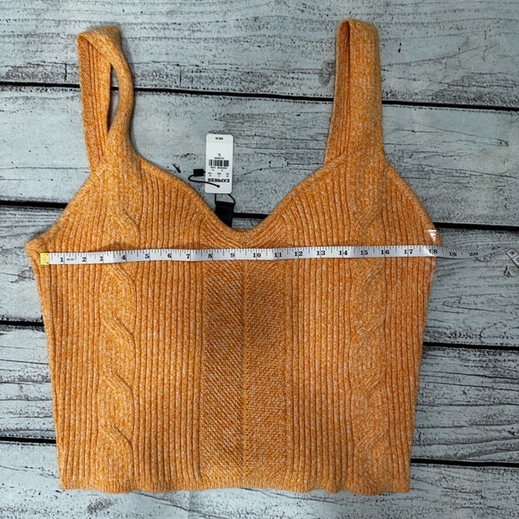 Express Marbled Orange Cable Knit Crop Top - Picture 9 of 12